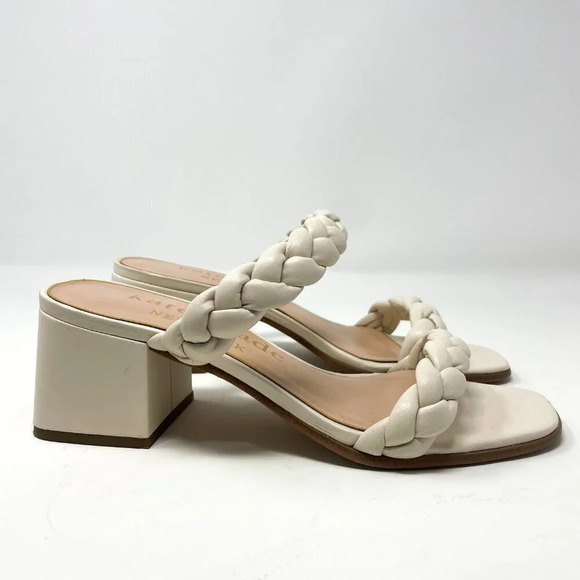Kate Spade Juniper Braided Slide Heeled Leather Sandals Block Heels Size 7B - Picture 4 of 8